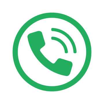 Flat green Phone icon and green circle