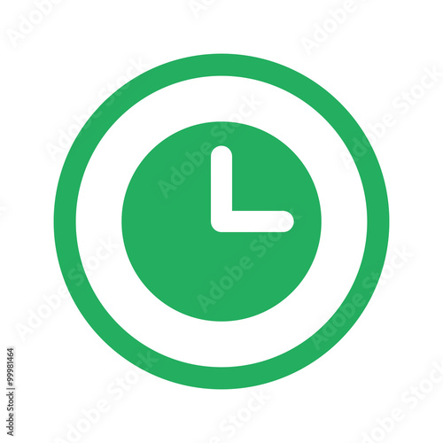 "Flat green Clock icon and green circle" Stock image and royaltyfree