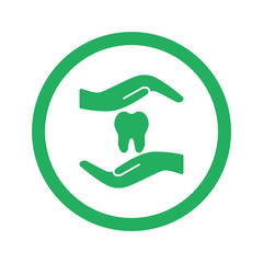 Flat green Dental Care icon and green circle