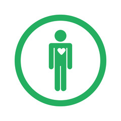Flat green Heart icon and green circle