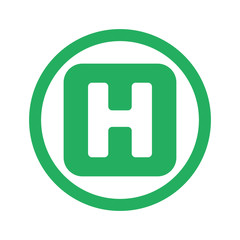 Flat green Helicopter Platform icon and green circle