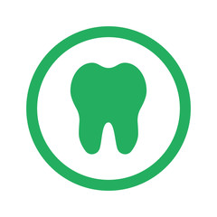 Flat green Tooth icon and green circle