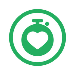 Flat green Heart Rate Monitor icon and green circle
