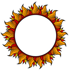 ring of fire circular frame isolated on white background, vector illustration