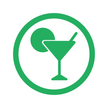 Flat green Cocktail icon and green circle