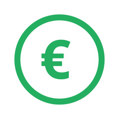 Obraz premium Flat green Euro icon and green circle