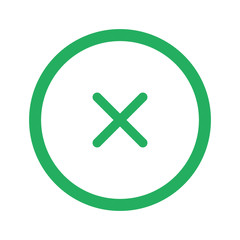 Obraz premium Flat green Cancel icon and green circle