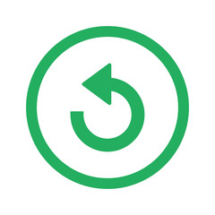 Flat green Undo icon and green circle