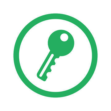 Flat green Key icon and green circle