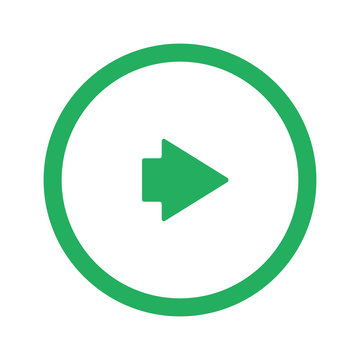 Flat green Arrow Right icon and green circle