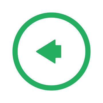 Flat green Arrow Left icon and green circle