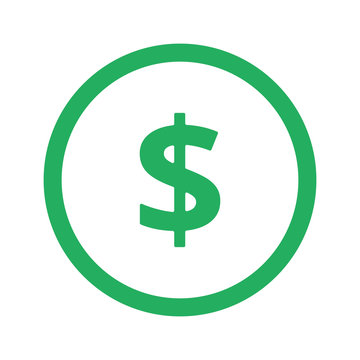 Flat green Dollar icon and green circle