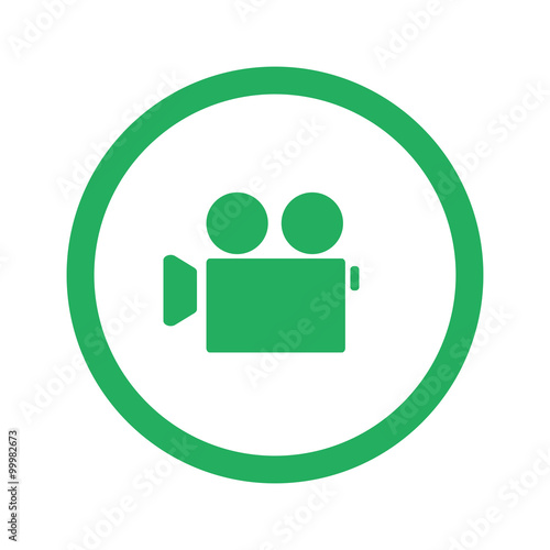 "Flat green Video Camera icon and green circle" Stock image and royalty