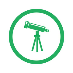 Flat green Telescope icon and green circle