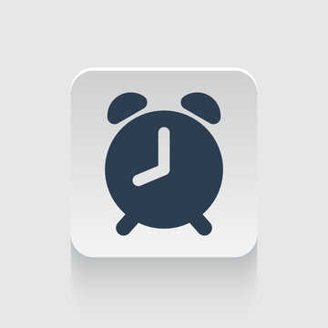 Flat black Alarm Clock icon on rounded square web button