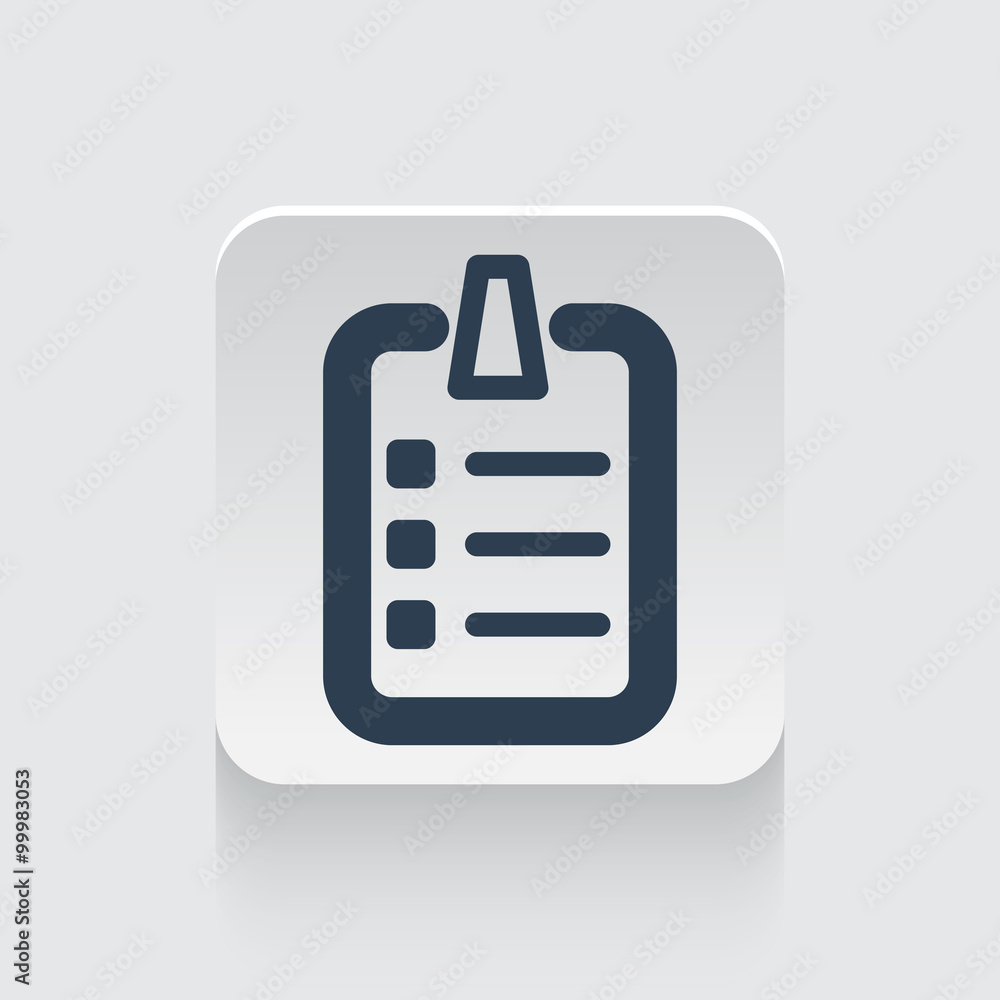 Wall mural flat black checklist icon on rounded square web button