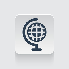 Flat black Earth Globe icon on rounded square web button