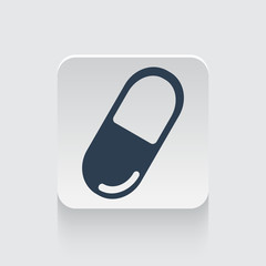 Flat black Pill icon on rounded square web button