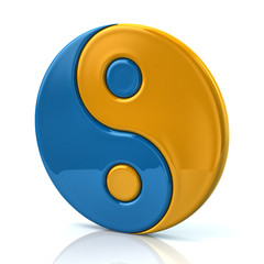 Blue and yellow ying yang symbol