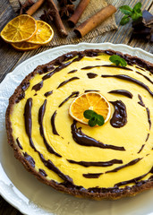Orange pie with chocolate