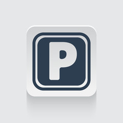 Flat black Parking icon on rounded square web button