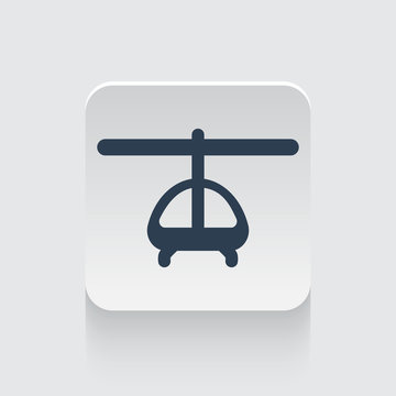 Flat black Helicopter icon on rounded square web button
