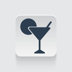 Flat black Cocktail icon on rounded square web button