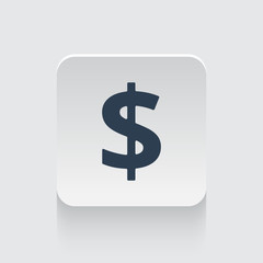 Flat black Dollar icon on rounded square web button