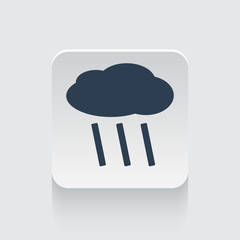Flat black Rain icon on rounded square web button