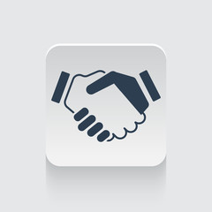 Flat black Handshake Agreement icon on rounded square web button