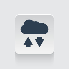 Flat black Cloud Computing icon on rounded square web button
