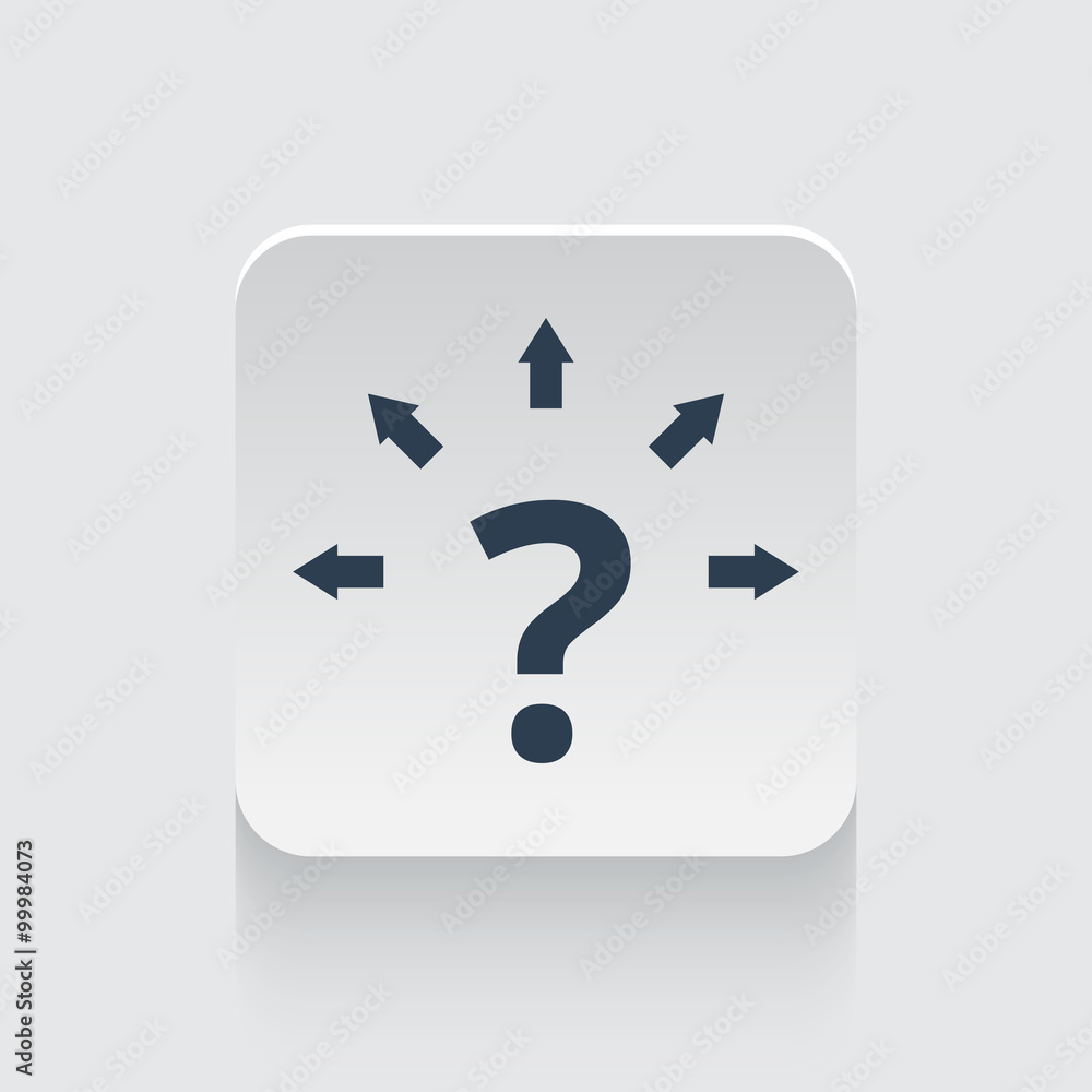 Wall mural Flat black Question Mark Arrows icon on rounded square web butto