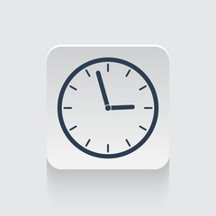 Flat black Clock icon on rounded square web button
