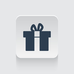 Flat black Gift  icon on rounded square web button