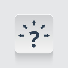 Flat black Question Mark Arrows icon on rounded square web butto