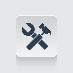 Flat black Service icon on rounded square web button