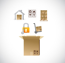 product transportation icons coming from a box.