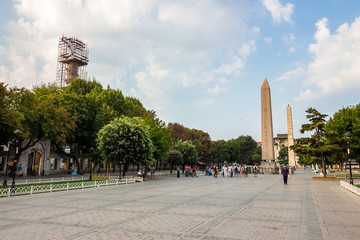ISTANBUL - AUGUST 18: Sultanahmet Square on August 18, 2015 in Istanbul. Sultanahmet Square is...