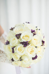 Beautiful bouquet of bright. Wedding bouquet. Soft focus.