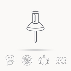 Pushpin icon. Pin tool sign.