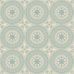 Elegant antique background image of round dot flower cross pattern.
