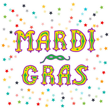 Mardi gras. Vector hand lettering. greeting card Mardi gras.