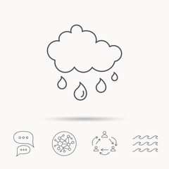 Rain icon. Water drops and cloud sign.