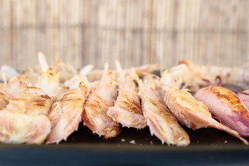 seafood cooked on the grill
