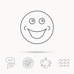 Smile icon. Positive happy face sign.