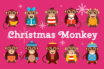 Happy cartoon monkey dancing party birthday background