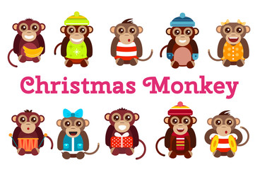 Happy cartoon monkey dancing party birthday background