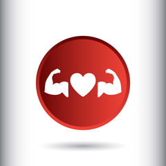 Strong heart sign, heart with muscle icon