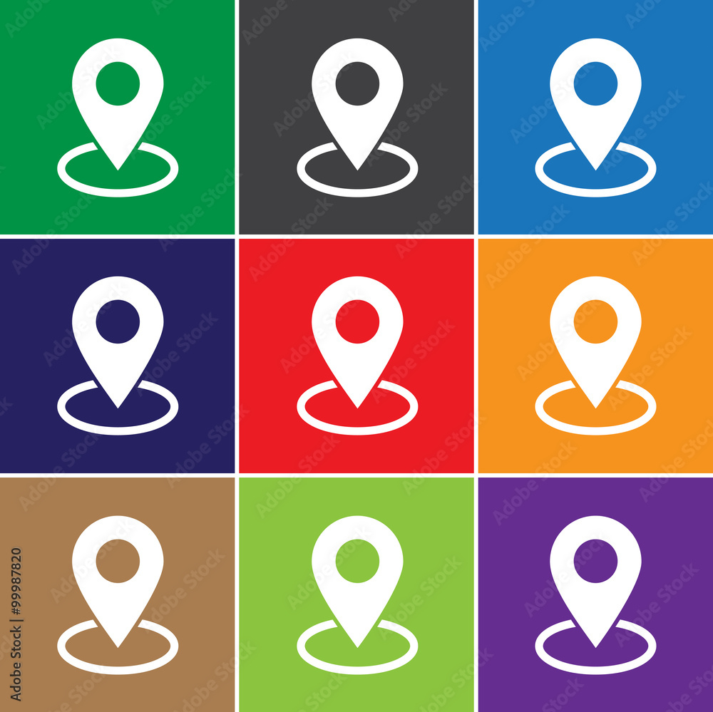 Poster map pin place marker icon for web