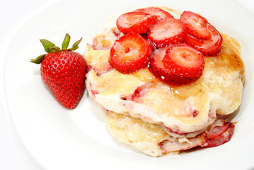 Top View of Fresh Strawberry Pancakes